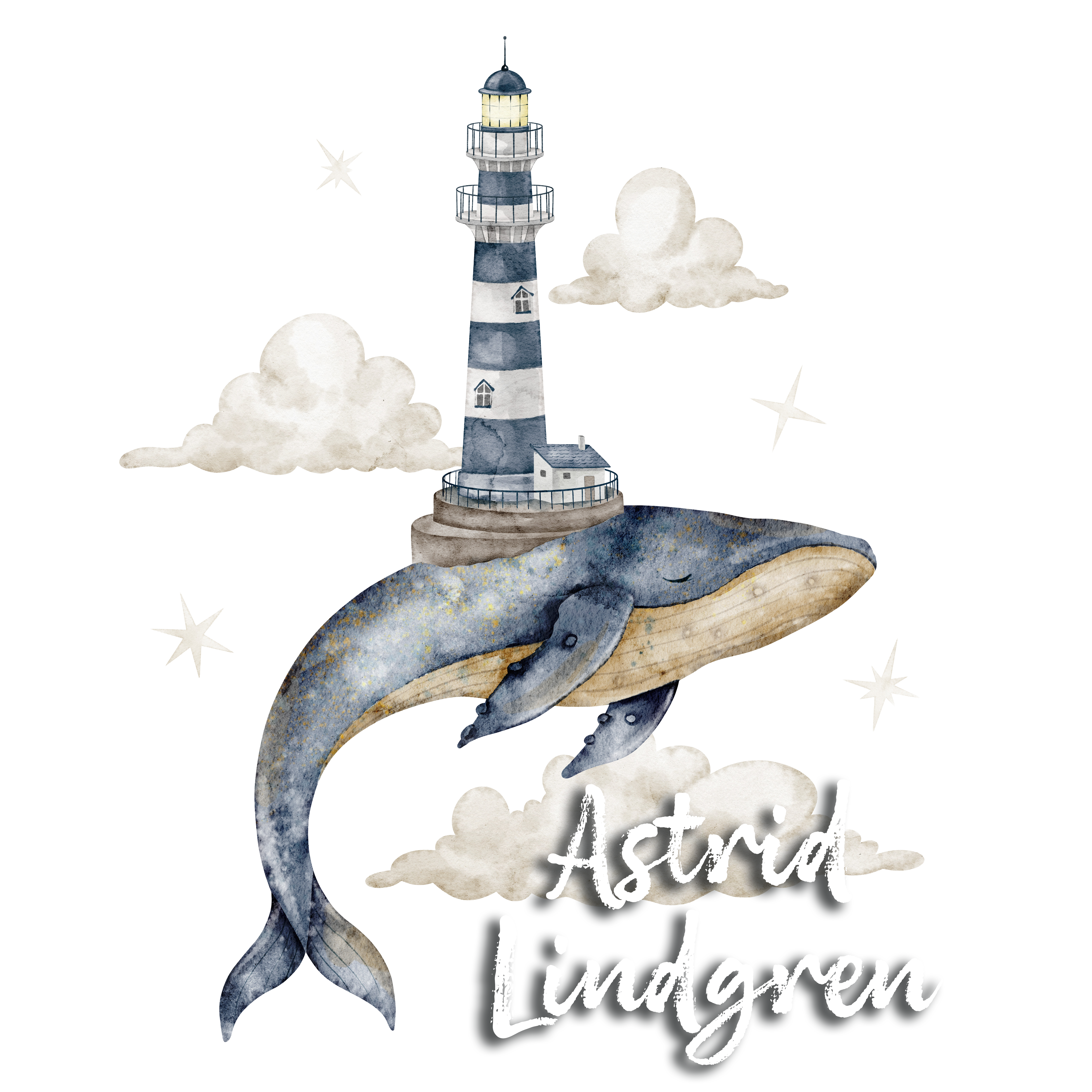whale carrying lighthouse